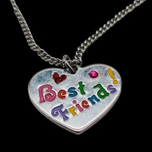 Silver Heart 'Best Friends' Pendant Necklace 20 In Costume